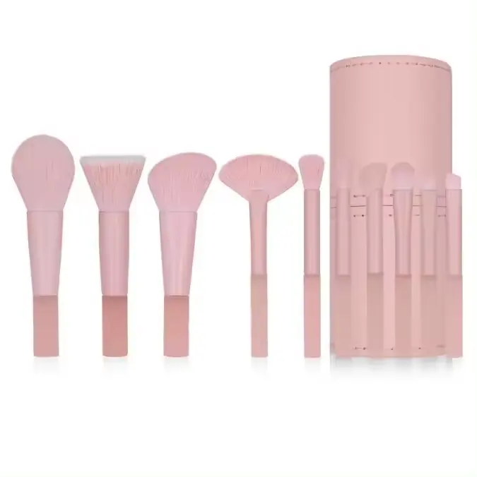 Silikonbürste veganes Make-up-Flat-Wimpern-Lift-Bürsten-Set Reinigung hart 10 Stück rosa Ziegenhaar-Brau-Gel-Bewerber Make-up-Tasche Bürste