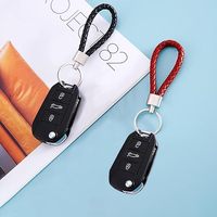Gantungan Kunci Kulit Kepang Desain Sederhana PU Anyaman Logam Paduan Tali Buatan Tangan untuk Mobil Tas Dompet Aksesoris untuk Wanita Pria Anak-anak