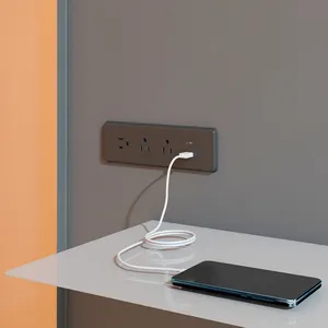 USB type-c製造機付きウォールフラッシュマウント電気ソケット、Type-C壁埋め込み式電源コンセントストリップ
