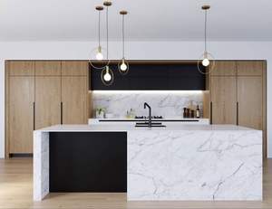 CBMmart formato su misura colore moderno armadio da <span class=keywords><strong>cucina</strong></span> Set <span class=keywords><strong>con</strong></span> <span class=keywords><strong>isola</strong></span> <span class=keywords><strong>tavolo</strong></span> e lavello intero armadio melamina cucine moderne - Product Image 1