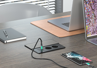 Penutup Geser Stopkontak Desktop EU Tersembunyi Hemat Ruang Dengan Pengisian Daya Nirkabel USB AC untuk Furnitur Workstation