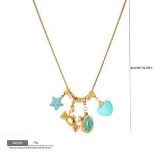 <span class=keywords><strong>Collier</strong></span> avec pendentif en acier inoxydable personnalisé, strass, émail époxy, cœur, étoile, animal marin, fruits colorés, bijoux pour femme - Product Image 6