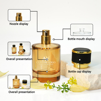 Botella de Perfume de Vidrio Cilíndrica Transparente Personalizada de Fábrica, 30 ml, 50 ml, 100 ml, con Tapa a Presión, Recargable, con Embalaje