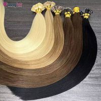 Vente en gros russe italien kératine U Tip Remy naturel Double pointe plate I Tip Extension de cheveux bande dans l'extension de cheveux en Stock