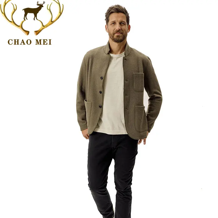 Hoge Kwaliteit Wol Maat Fit Coat Casual Ruwe Zelfkant Jacket Mens Vervilte Karwei Jas