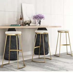 Bắc Âu hiện đại sang trọng da thanh phân cá nhân ghế cao vàng kim loại chân sáng tạo <span class=keywords><strong>backless</strong></span> nhà ăn phòng khách sử dụng - Product Image 5