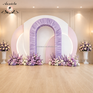 Arche de toile de fond ANNIELU en tissu plissé, support en U, cadre d'arche de mariage 3D à double tube en aluminium pour douche nuptiale, photomaton et décoration d'événements - Product Image 2