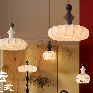 Lámpara Colgante Retro de Madera Maciza, Nueva Lámpara LED de Techo con Tela de Seda China para Dormitorio y Sala de Estar - Product Image 2
