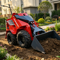 Spedizione Gratuita Mini Skid Steer Loader Potente Caricatore a 4 Ruote Motrici per Costruzioni e Giardino con Sistema Idraulico Diesel