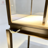 Vitrine en verre moderne avec éclairage LED personnalisée de luxe MOOKOO, avec support, facile à assembler, pour les magasins de vêtements