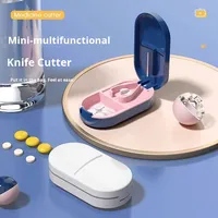 Estuche Organizador de Medicamentos Portátil de Plástico Azul de Alta Calidad al por Mayor, con Múltiples Compartimentos y Tapa Abatible, para Viajes