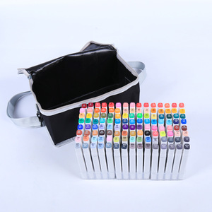 Rotulador de diseño de doble punta con logotipo personalizado, conjunto de rotuladores táctiles de Alcohol permanente con bolsa de tela - Product Image 1