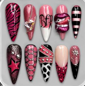 <span class=keywords><strong>Uñas</strong></span> Postizas Cuadradas con Diseño de Mariposa Rosa y Negra Estilo Y2K, <span class=keywords><strong>Uñas</strong></span> Stiletto <span class=keywords><strong>Largas</strong></span> Hechas a Mano con Flores 3D, <span class=keywords><strong>Uñas</strong></span> Góticas para Salón de Belleza - Product Image 1