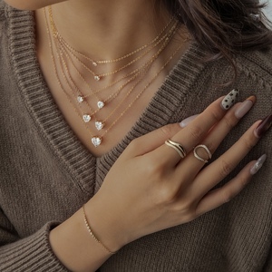 Dylam delicata semplicità di più dimensioni pietra principale 925 catena a maglie d'argento <span class=keywords><strong>Infinity</strong></span> amore a forma di cuore 5A Zirconia collana pendente - Product Image 2