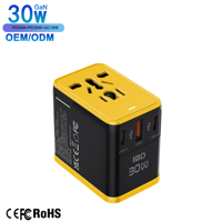 Adaptateur de voyage IBD GaN 30W PD QC3.0 à charge rapide avec prises USB-C et USB-A pour ordinateur portable, écouteurs et téléphone portable