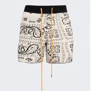 OEM ODM printemps été personnalisé Paisley LOGO graphique tricoté jacquard pantalon pantalon en coton tricots shorts tricotés pour hommes pour homme