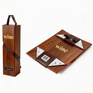 Caja de Cartón Corrugado Portátil para Envíos, Impresión Offset, Personalizada, con Asa, para Vino - Product Image 3