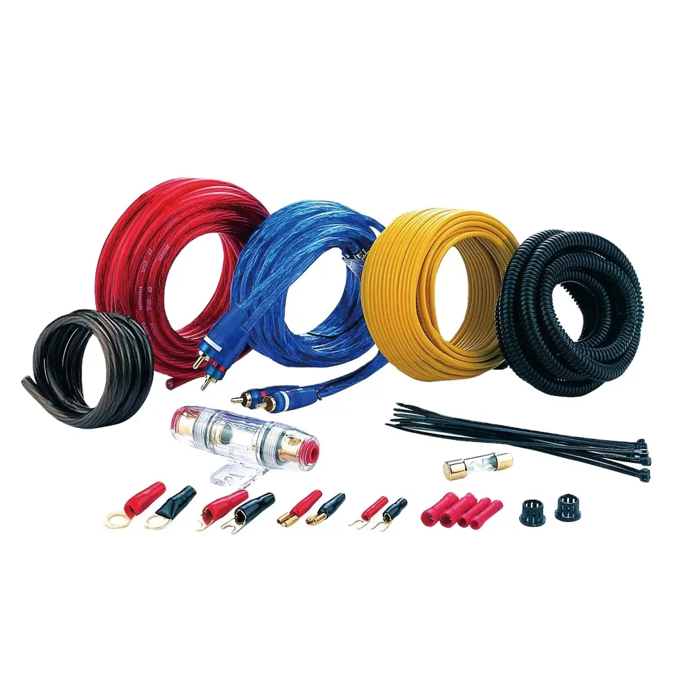 PSK8 Kit de câblage d'amplificateur de voiture OFC CCA de haute qualité Kit de câblage d'ampli Kit de câblage d'installation d'ampli