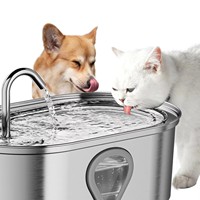 Tempat Minum Hewan Peliharaan Pintar Premium 3.5L 304 Stainless Steel Dispenser Air Otomatis dengan Lampu LED dan Pompa untuk Kucing dan Anjing