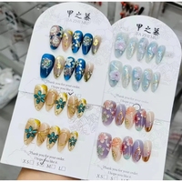 JIAZHIMU Vente en gros de faux ongles en acrylique faits à la main, formes amande et stiletto, motif papillon, emballage personnalisé