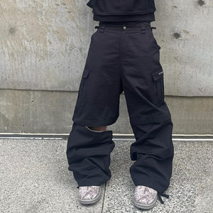 <span class=keywords><strong>Pantaloni</strong></span> <span class=keywords><strong>Cargo</strong></span> Tattici da <span class=keywords><strong>Uomo</strong></span> Huili in Cotone Spesso Tinta Unita, Personalizzabili con Gamba Larga Staccabile - Product Image 1