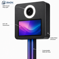 Photobooth ovale 2026 pour iPad, idéal pour mariages et événements, machine photo DSLR 15,6 pouces avec flight cases