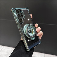 Étui de téléphone portable magnétique avec support Fidget Spinner pour S24 S23 S22 Ultra Pro Plus, coque transparente en acrylique antichoc