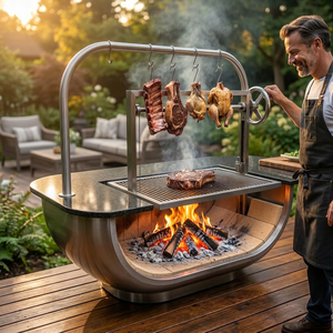<span class=keywords><strong>Barbecue</strong></span> Patagonien Gaucho Grill demi-baril, parrilla argentine, avec crochets, accessoires de <span class=keywords><strong>barbecue</strong></span>, cuisson en extérieur - Product Image 3