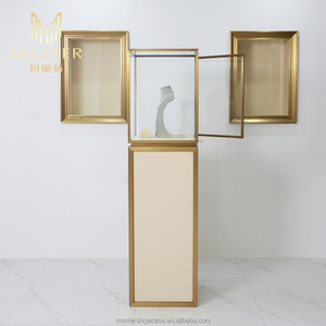 Offerte Speciali Vetrina Espositiva con Serratura, Vetrina per Gioielli in Vetro Temperato, Piedistallo in Acciaio Inox Dorato - Product Image 4