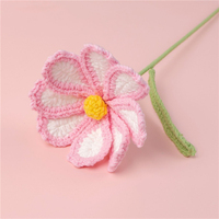 Bouquet de fleurs en crochet en polyester fait main BF, cadeau pour petite amie, fête des mères, Saint-Valentin, Thanksgiving, Noël