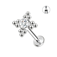 Custom Piercing Titanium ASTM F136 Internal Threaded Ball Zircon Titanium Stud Earrings Fashion Piercing Jewelry