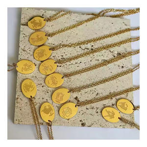 Acero inoxidable 18K chapado en oro patrón personalizado horóscopo 12 Constelaciones colgante collar joyería para mujer - Product Image 1