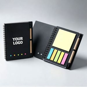 Bloc-notes en kraft personnalisé avec logo imprimé, stylo, notes adhésives, cadeau promotionnel, ensemble bloc-notes et stylo, notes adhésives personnalisées - Product Image 1