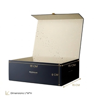 Boîte cadeau de luxe personnalisée avec logo, fermeture magnétique, bleu marine, impression dorée, carton rigide, emballage plat, vente en gros, grande taille