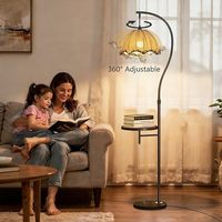 Lampe sur pied rétro avec plateau de bureau, lampe sur pied rétro pour la lecture avec petit plateau fixe, idéale pour le salon