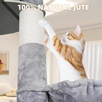 Arbre à chat réglable et haut de gamme, griffoir vertical du sol au plafond avec hamac suspendu et poteaux à griffer, gris