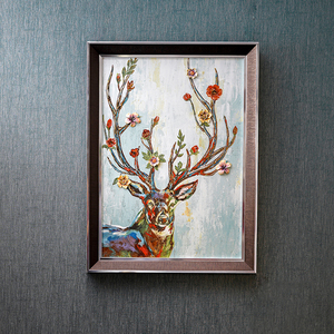 RORO, decoración moderna <span class=keywords><strong>de</strong></span> lujo, esmalte <span class=keywords><strong>de</strong></span> madera, decoración <span class=keywords><strong>de</strong></span> <span class=keywords><strong>Navidad</strong></span>, ciervo <span class=keywords><strong>de</strong></span> la suerte, pintura <span class=keywords><strong>de</strong></span> pared, pintura mural decorativa, 78*58*5cm - Product Image 2