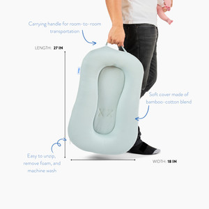 Almohada para bebé, cuna portátil antipresión para recién nacidos, infantes de 1 a 3 años, color sólido, poliéster y algodón - Product Image 2