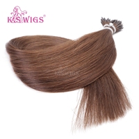 Extensiones de Cabello Humano Remy Chino con Anillo Nano, Cutícula Alineada, Doble Trama, Liso Sedoso, Ondulado, Marrón Claro para Salón