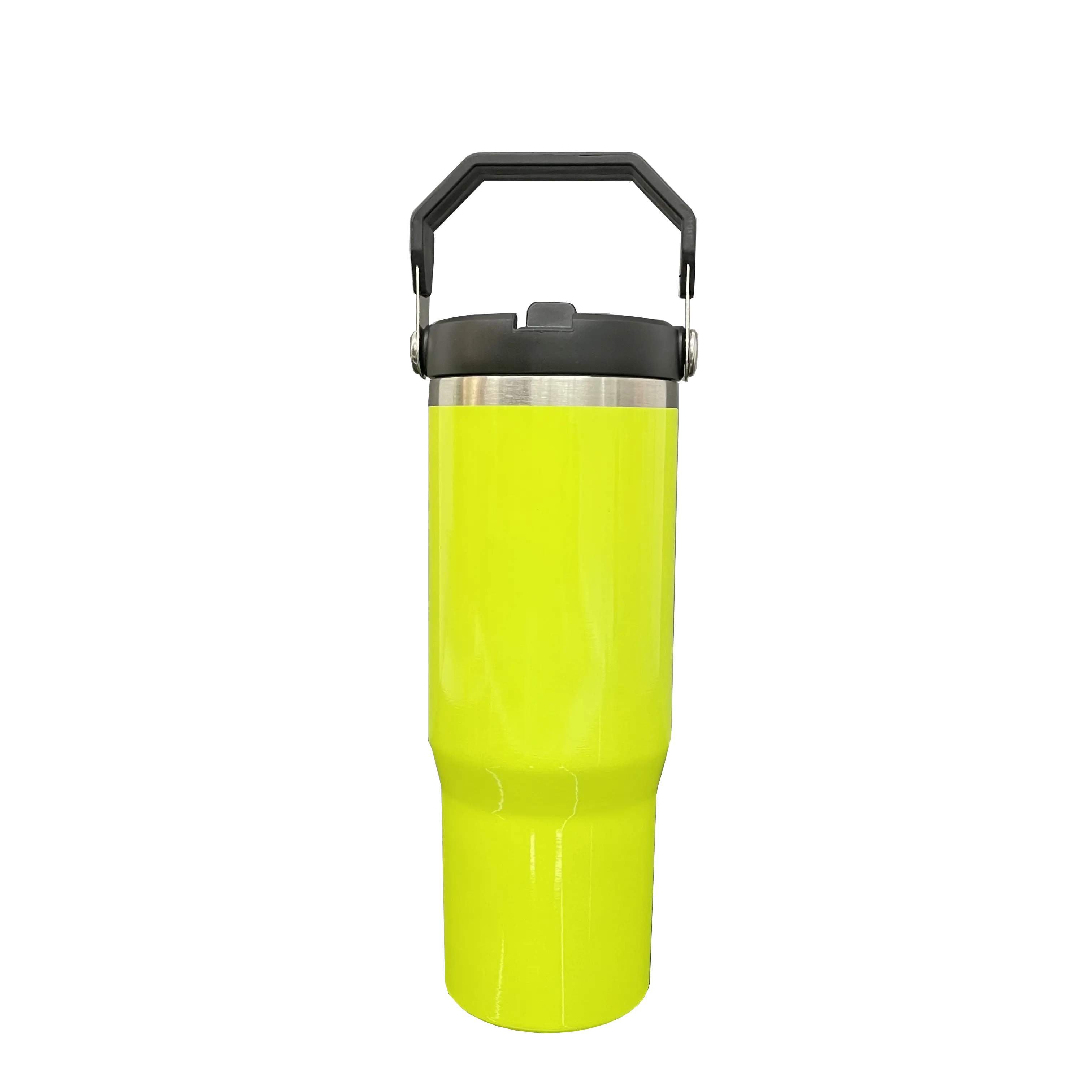 Cangkir termos dapat digunakan kembali dengan sedotan olahraga luar ruangan neon kuning 30oz tumbler sublimasi kosong untuk pencetakan tekan panas