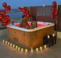Spa de Nage Extérieur en Acrylique pour 5 Personnes avec Système Balboa, Baignoire de Fête Jacuzzi Autoportante à Jets Massants