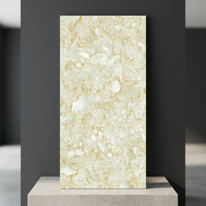 Azulejos de Porcelana Brillante con Efecto Mármol Verde Alexina, 24x48 Pulgadas, Colección Premium de Superficies de Cerámica para Pisos - Product Image 3