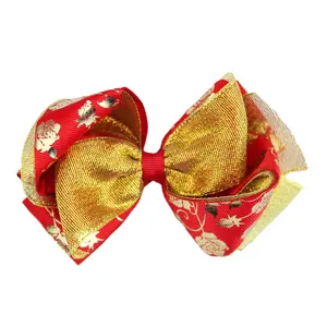 NO28-NO33 valentine day boutique gold hair bows with alligator clip love heart hair clips for girls kids accessories