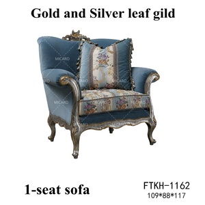 Mobili da <span class=keywords><strong>soggiorno</strong></span> classici francesi divano componibile in tessuto blu a 7 posti in <span class=keywords><strong>legno</strong></span> massello - Product Image 5