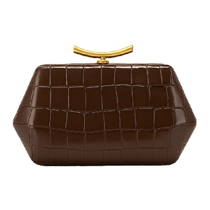 Bolso de Noche Elegante con Textura de Cocodrilo para Mujer, Cartera de Mano de Piel Sintética con Cadena Desmontable para Bodas y Desfiles de Moda - Product Image 1