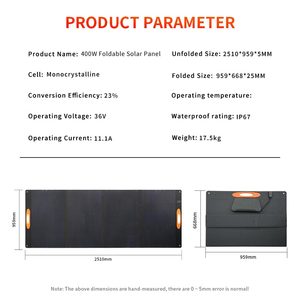 400W Portable <b>Foldable</b> <b>Solar</b> for Outdoor Adventure Camping Emergency Preparedness Recreational Vehicles (RVs) and Van Life - Product Image 2
