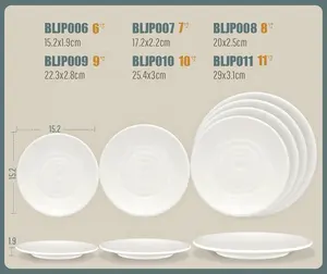 Encargo al por mayor de melamina blanco Buffet Hotel restaurante vajilla conjunto Placa de taza de la cena