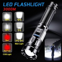 Lampe torche LED rouge P50 rechargeable par USB, zoom élevé, portable, alimentée par une batterie externe, lampe torche COB avec base magnétique