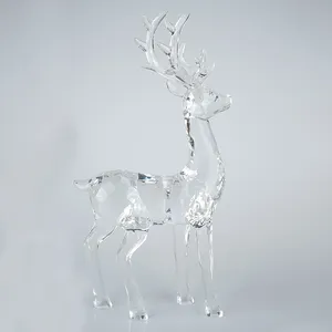Hochwertiges transparentes Glas Elch- und Blumen-Kristall-Ornamente Großhandel personalisiert für Weihnachten und Hochzeit Dekoration Handwerk Geschenk