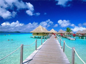 Papel Tapiz Moderno con Diseño Tropical de <span class=keywords><strong>Bungalows</strong></span> sobre el Agua, Decoración para el Hogar con Estilo Bora Bora, Resistente al Agua, Fácil Instalación, para Baño - Product Image 2